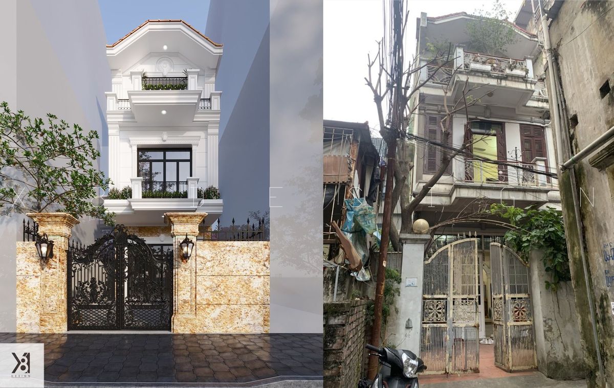 Mặt tiền nhà phố anh Châu sau cải tạo nhà phố trọn gói